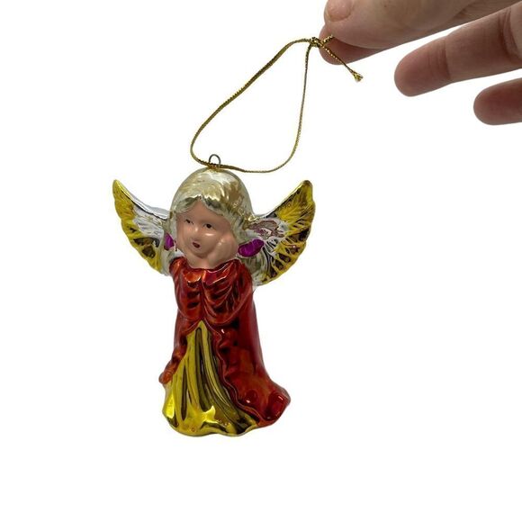 Vintage 1980s Angel Christmas Ornament Red - Picture 8 of 15